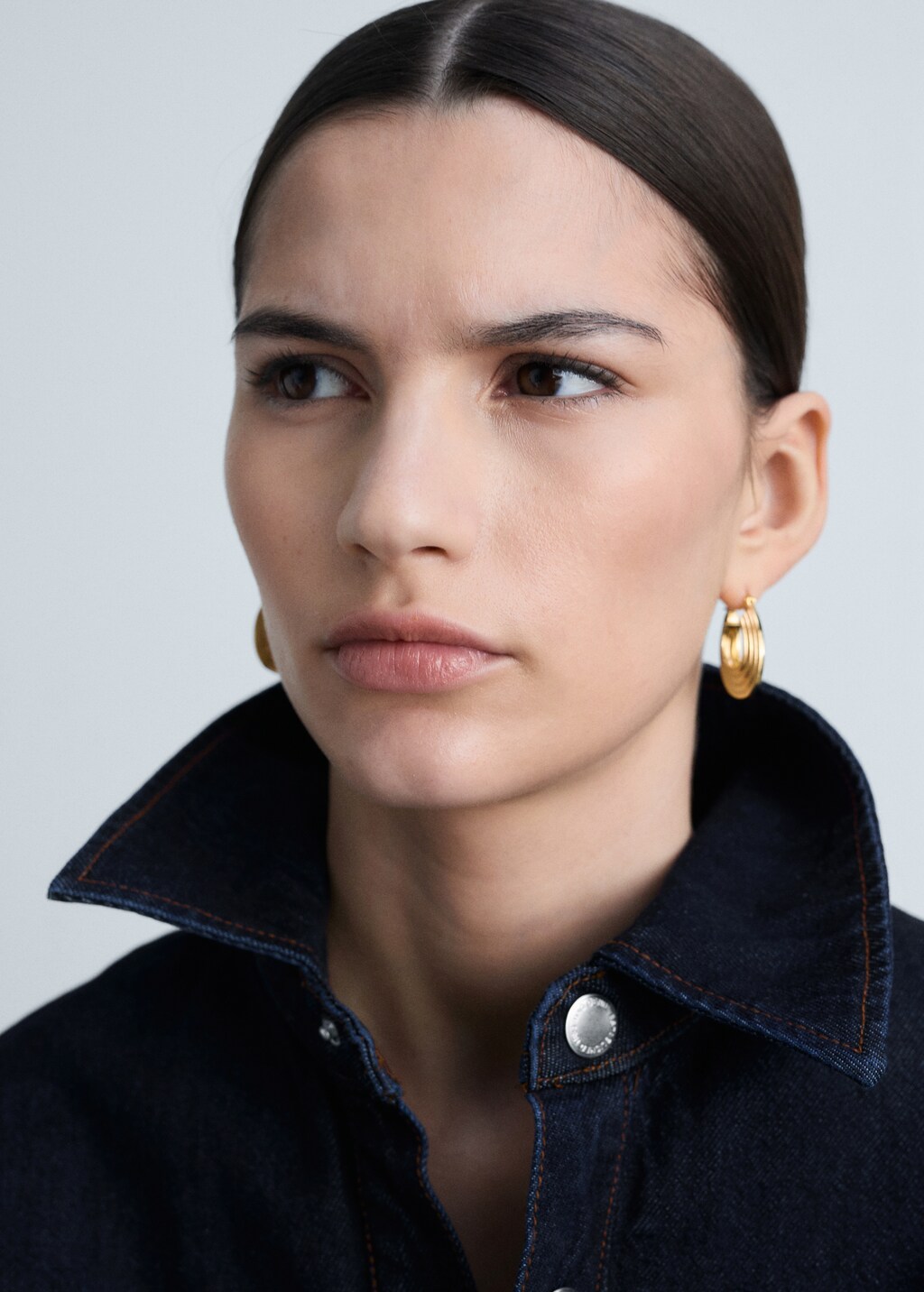 Rinse-wash denim jumpsuit with belt - Open Blue