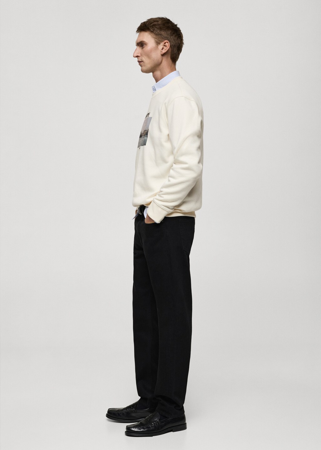 Graphic-print cotton sweatshirt - Beige