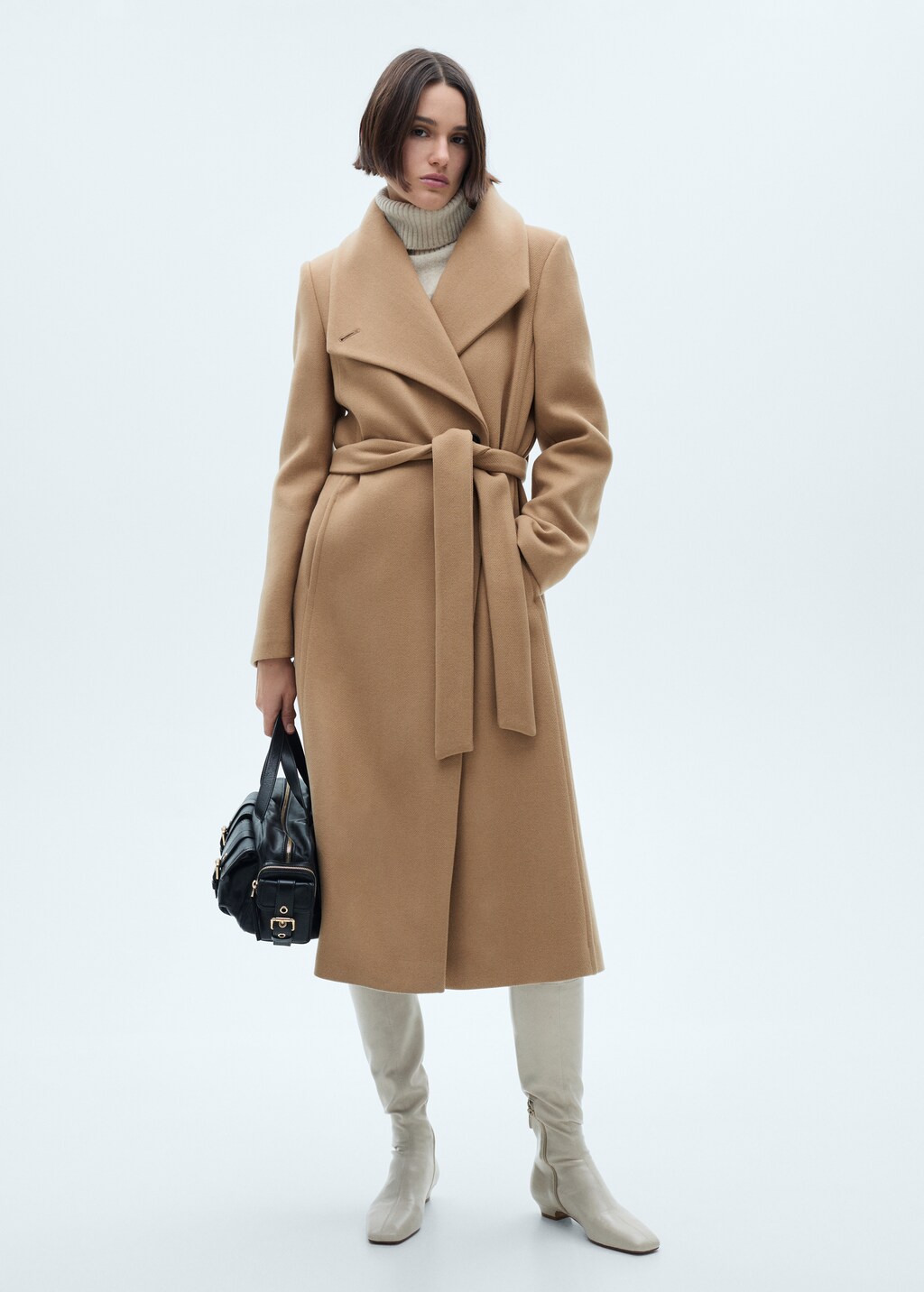 Manteco wool coat with belt - Maroon