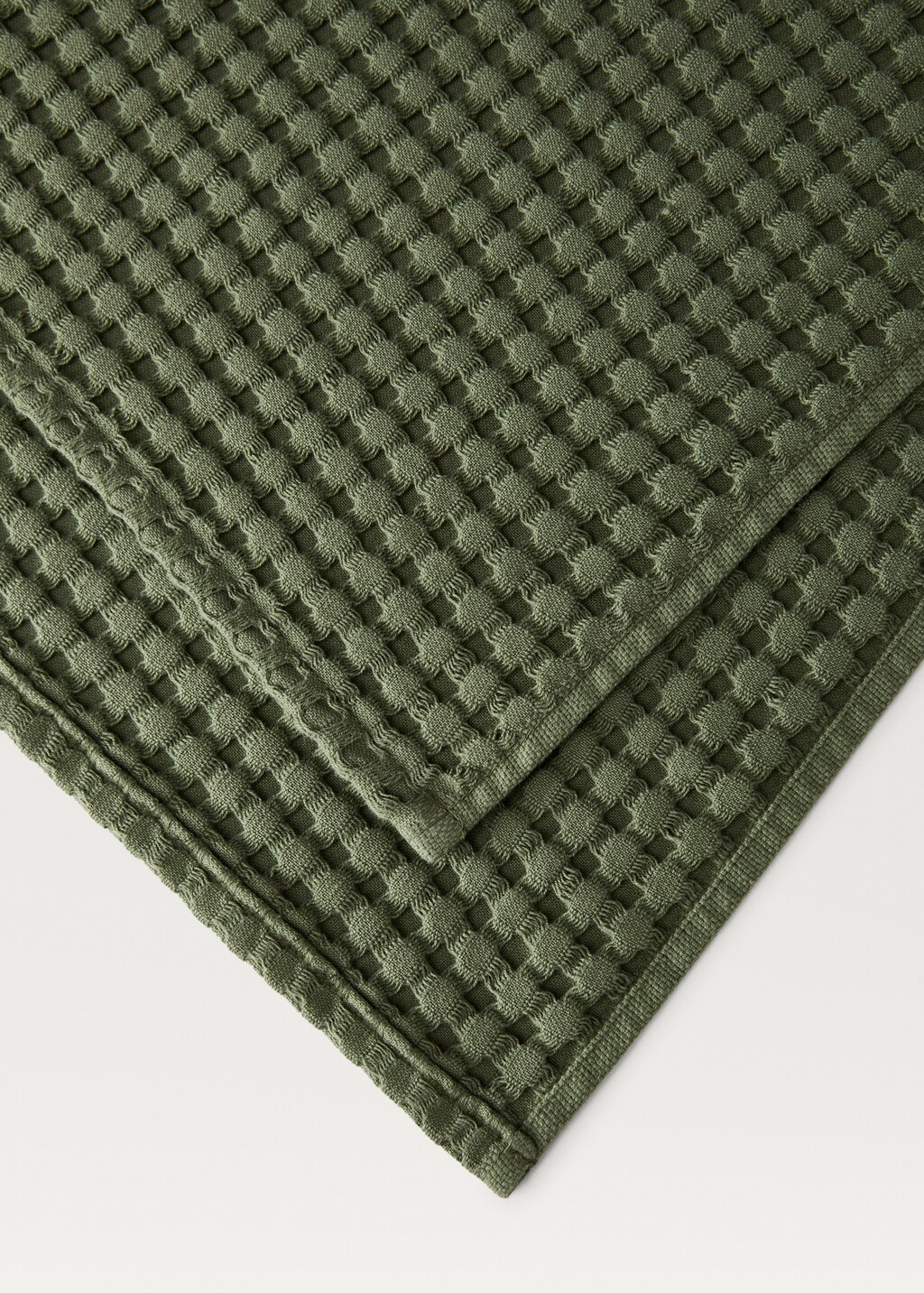 Washed cotton waffle bath towel - Blue