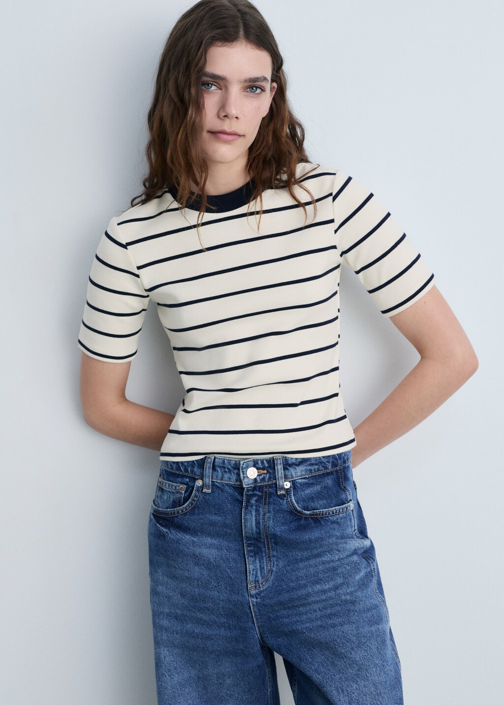Striped cotton T-shirt - Dark Navy