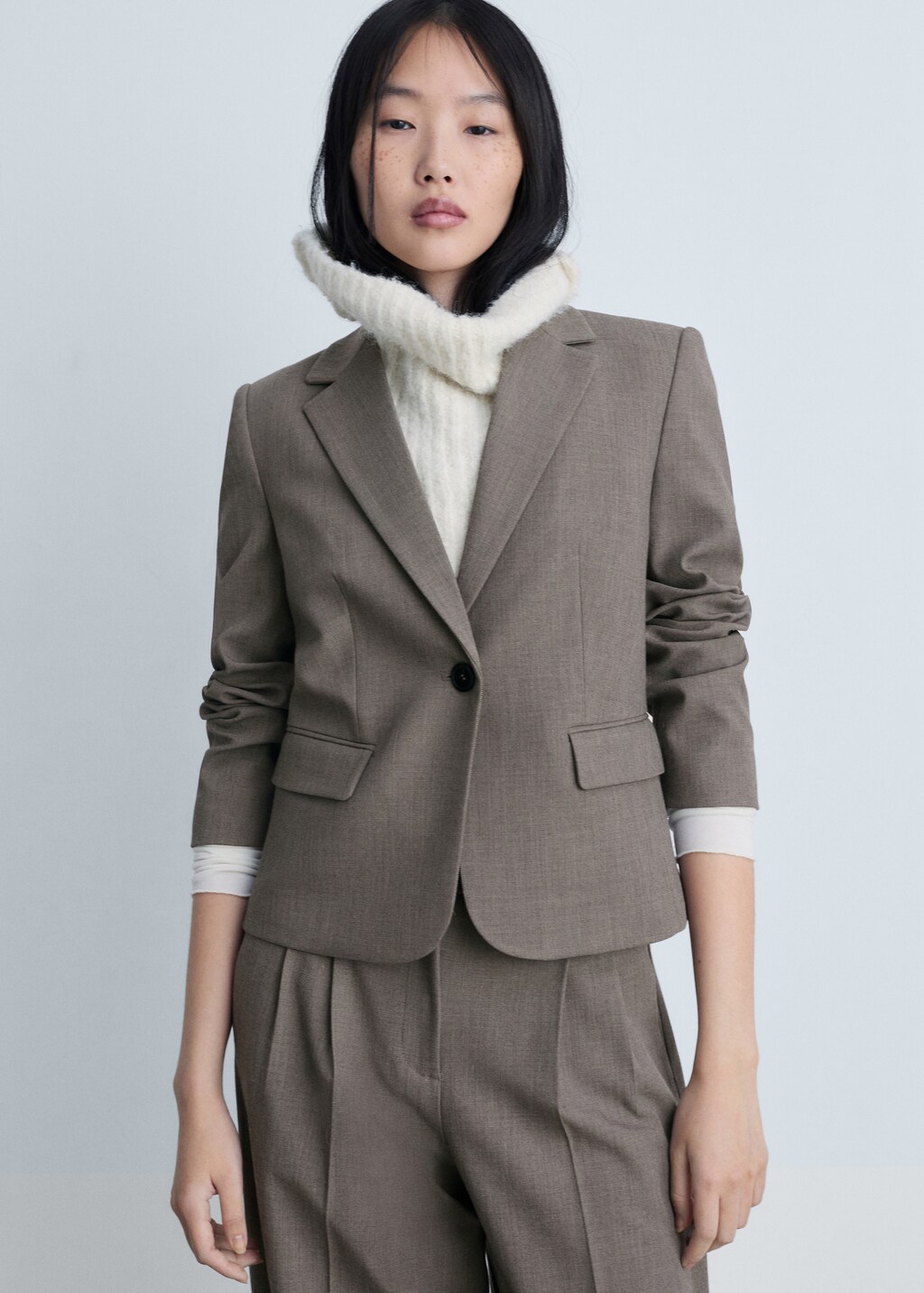 Crop suit blazer - Brown