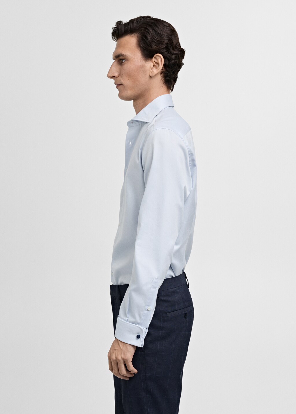 Slim-fit twill fabric suit with shirt cufflinks - White