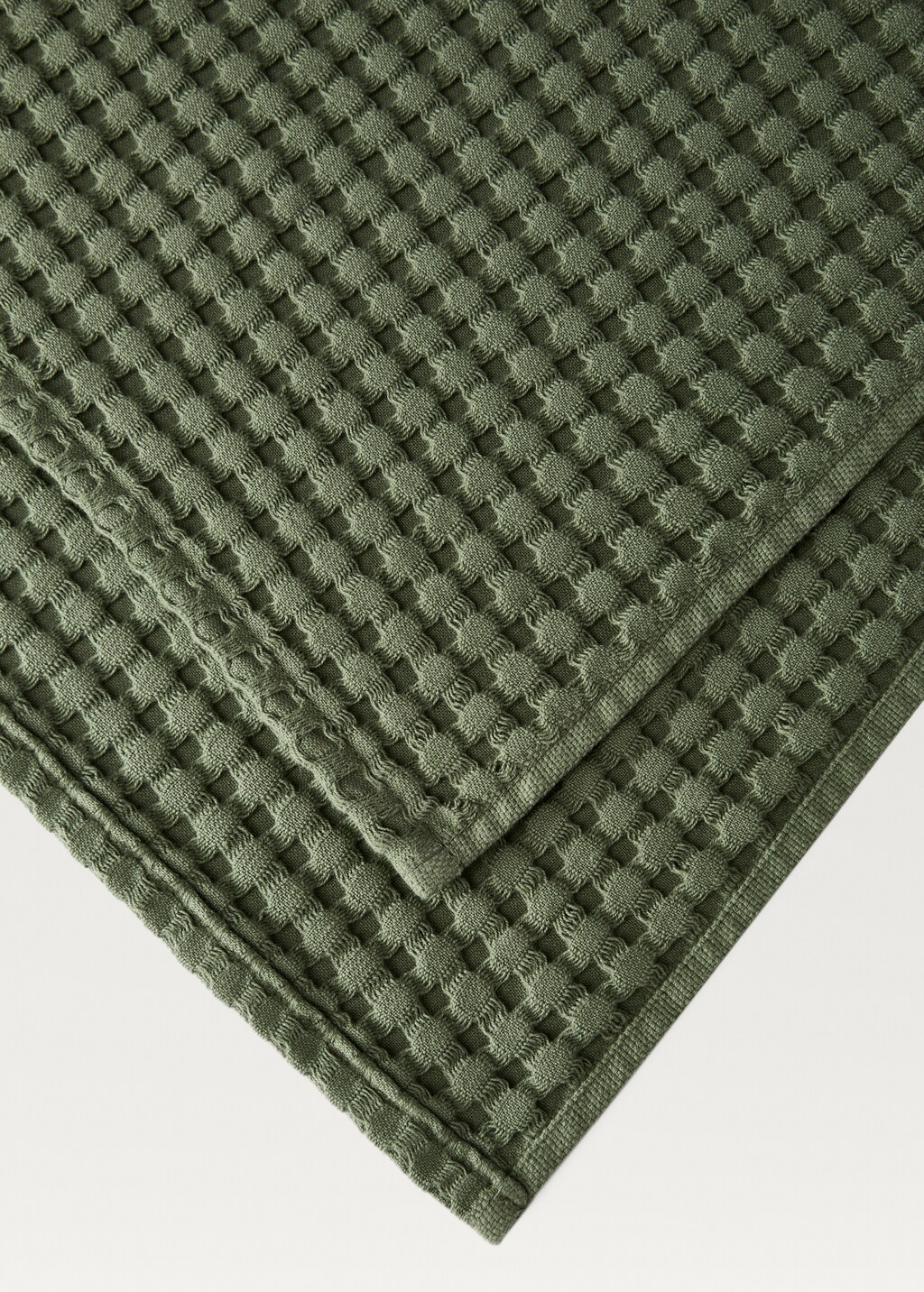 Washed waffle-cotton hand towel - Pink