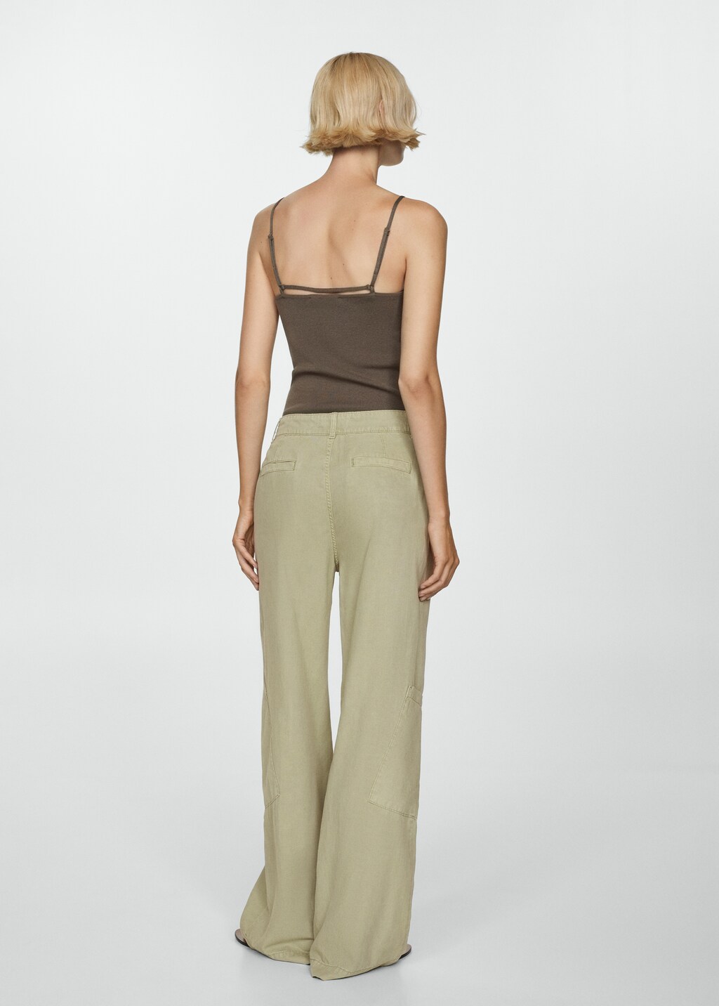 Lyocell trousers with adjustable drawstring - Khaki
