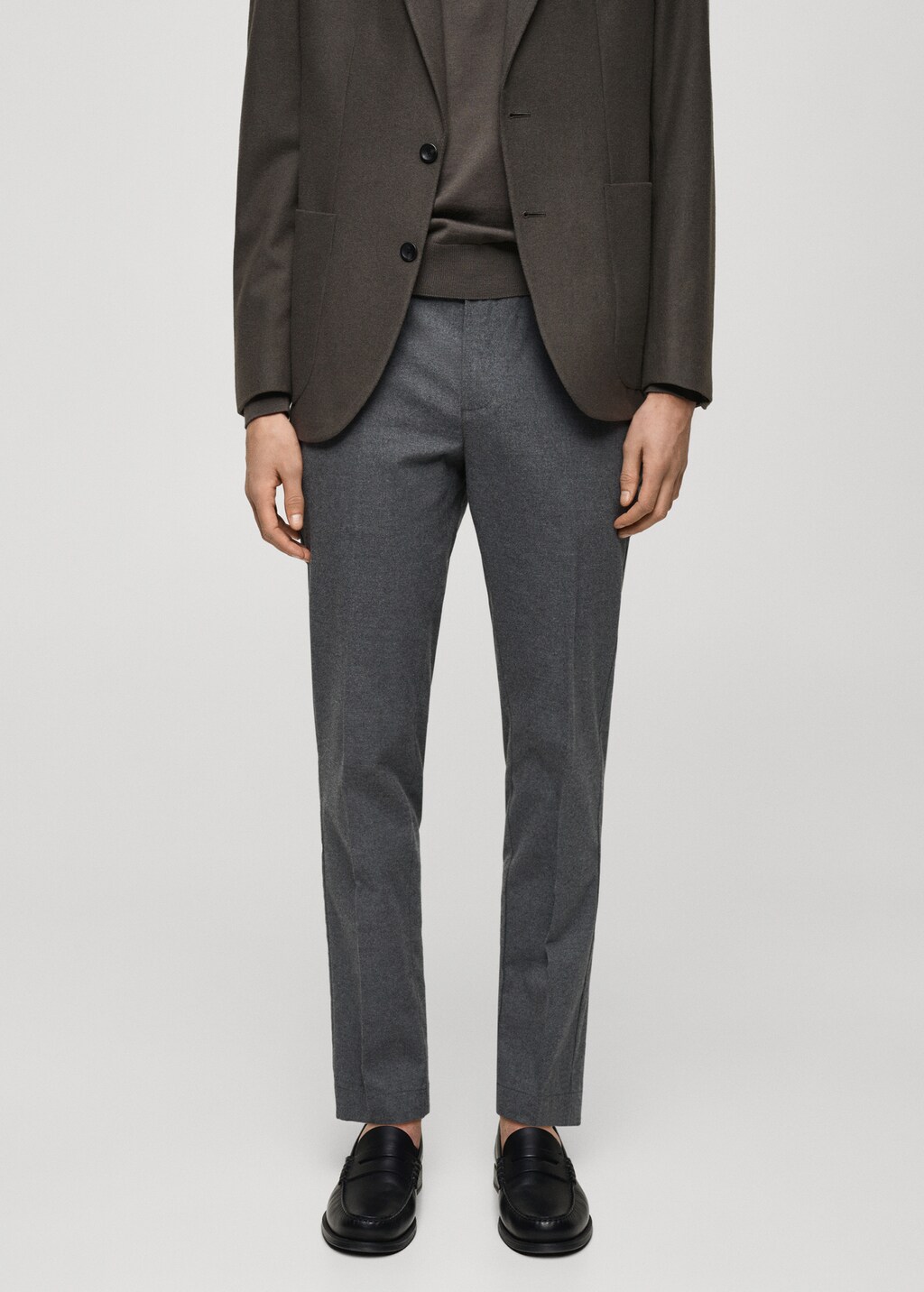 Micro-houndstooth flannel trousers - Brown