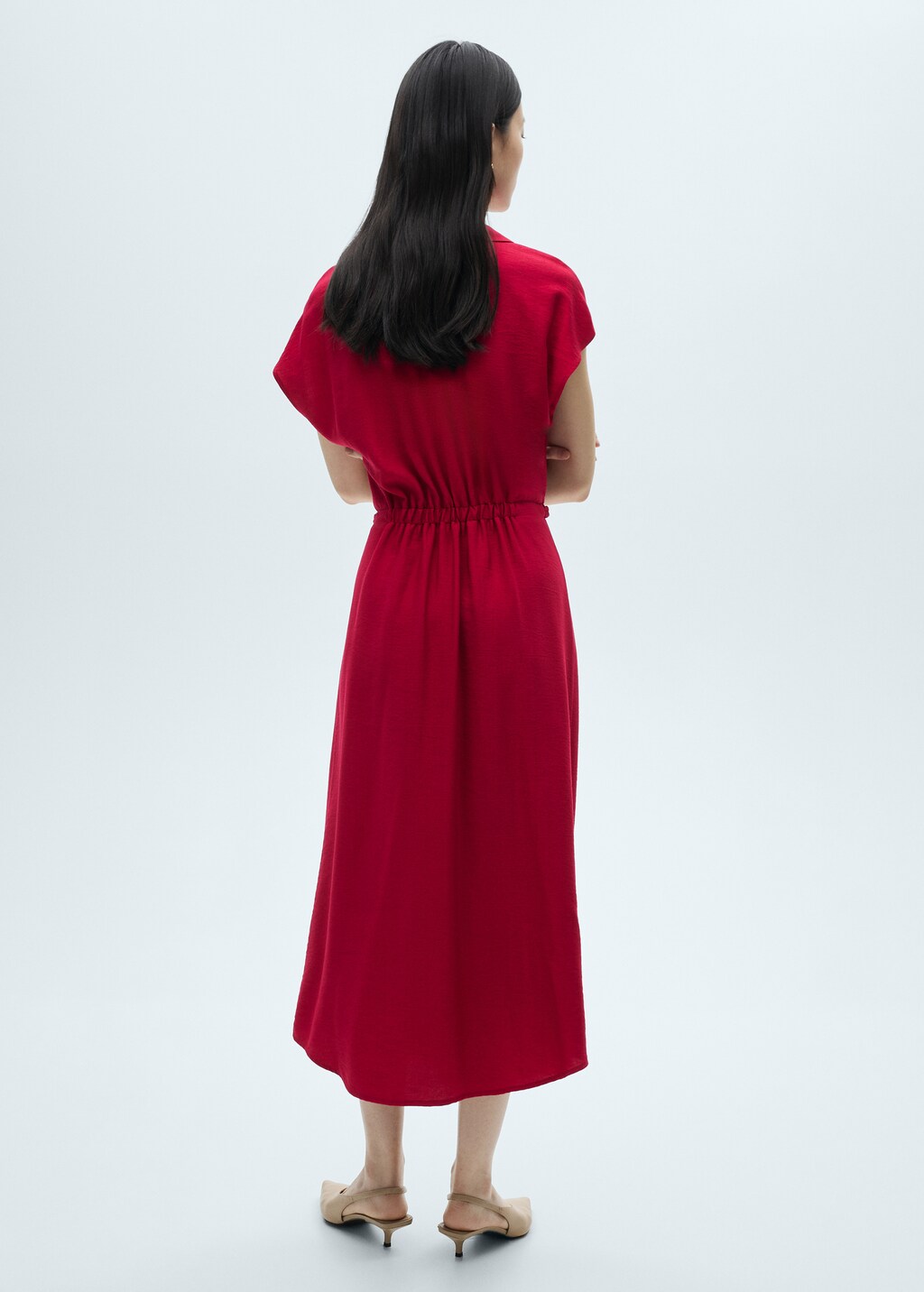 Cotton dress with dart detail - Red