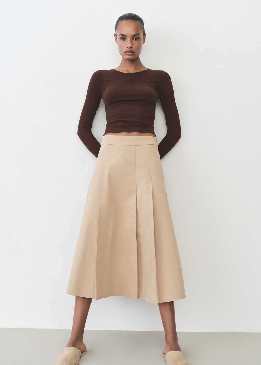 Fine-knit fitted sweater - Ecru