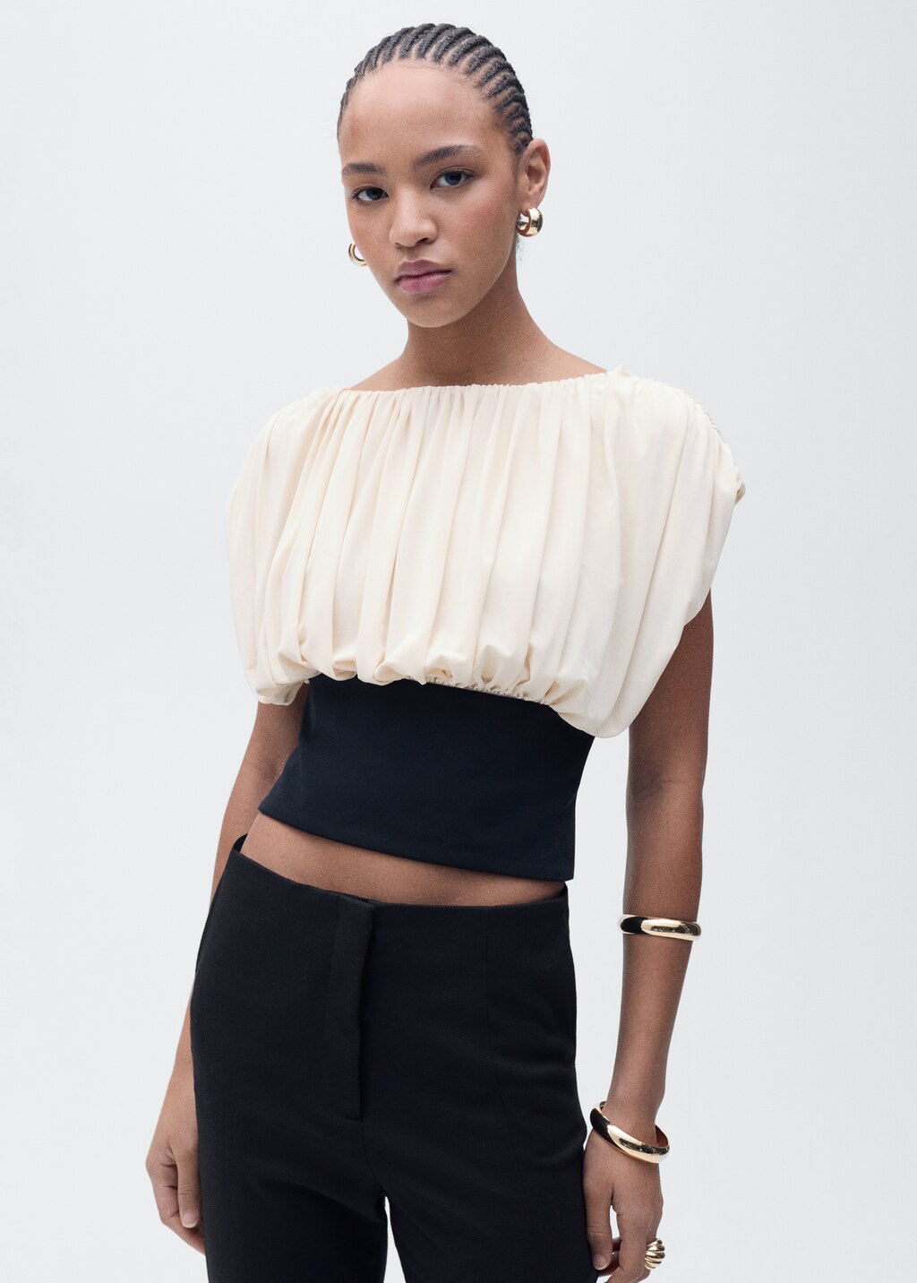 Combined draped top - Ecru