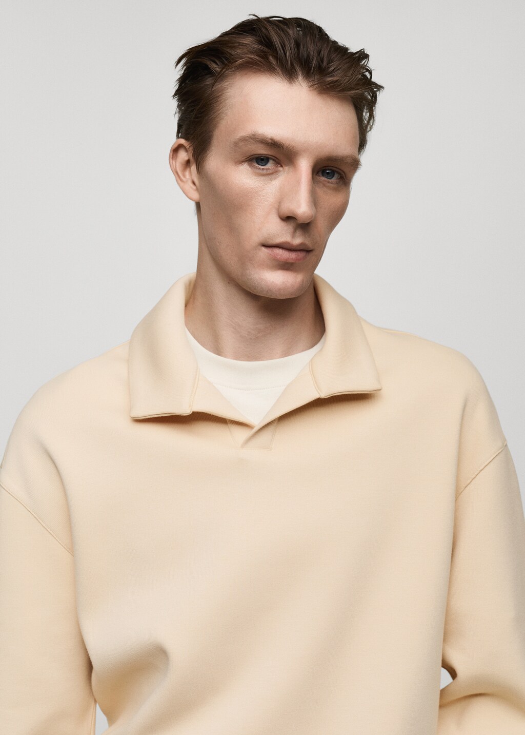 Relaxed-fit polo sweatshirt - Khaki
