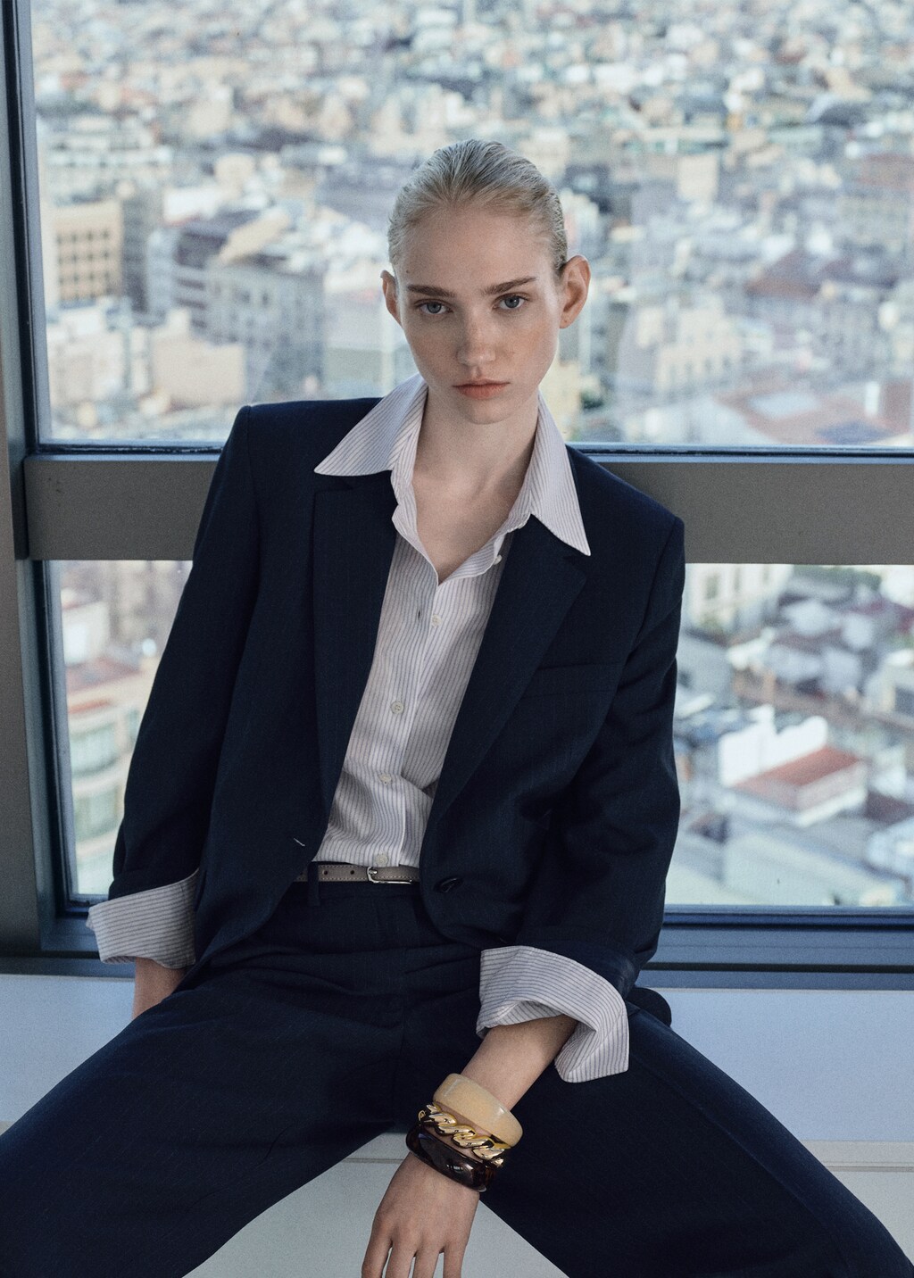 Pinstripe suit blazer - Dark Navy