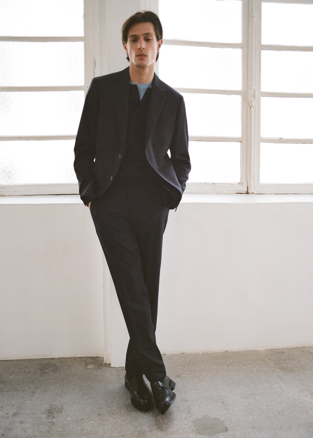 Turin 100% virgin wool suit trousers - Ink Blue