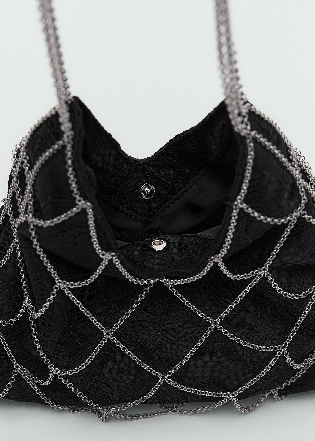Guipure mesh chain bag - Black
