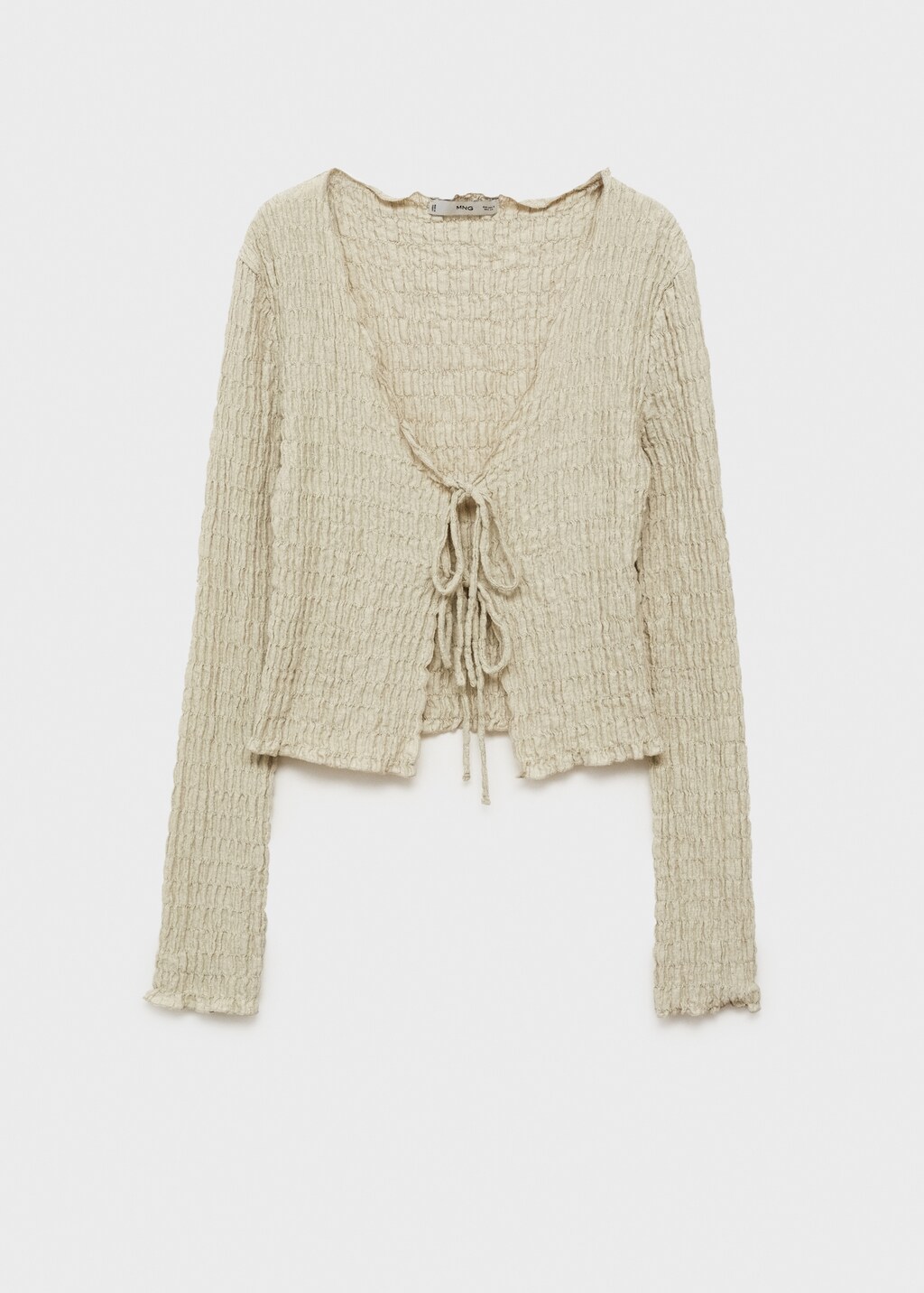 Cotton textured cardigan with bows - Light/Pastel Grey