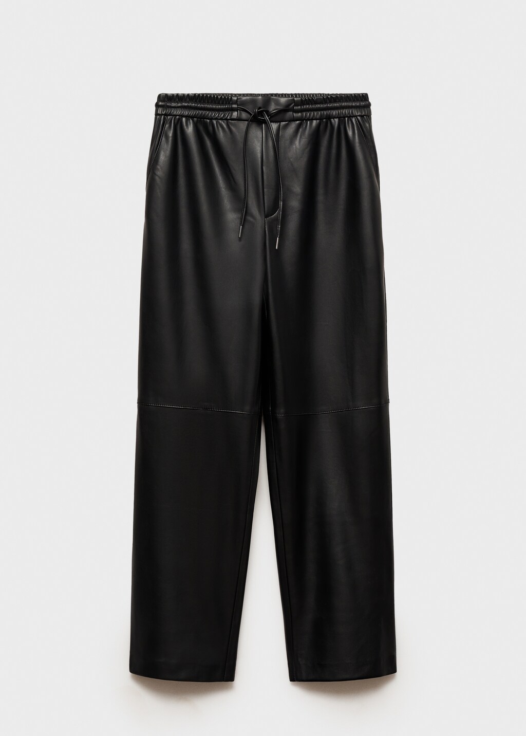 Leather-effect elastic waist trousers - Black
