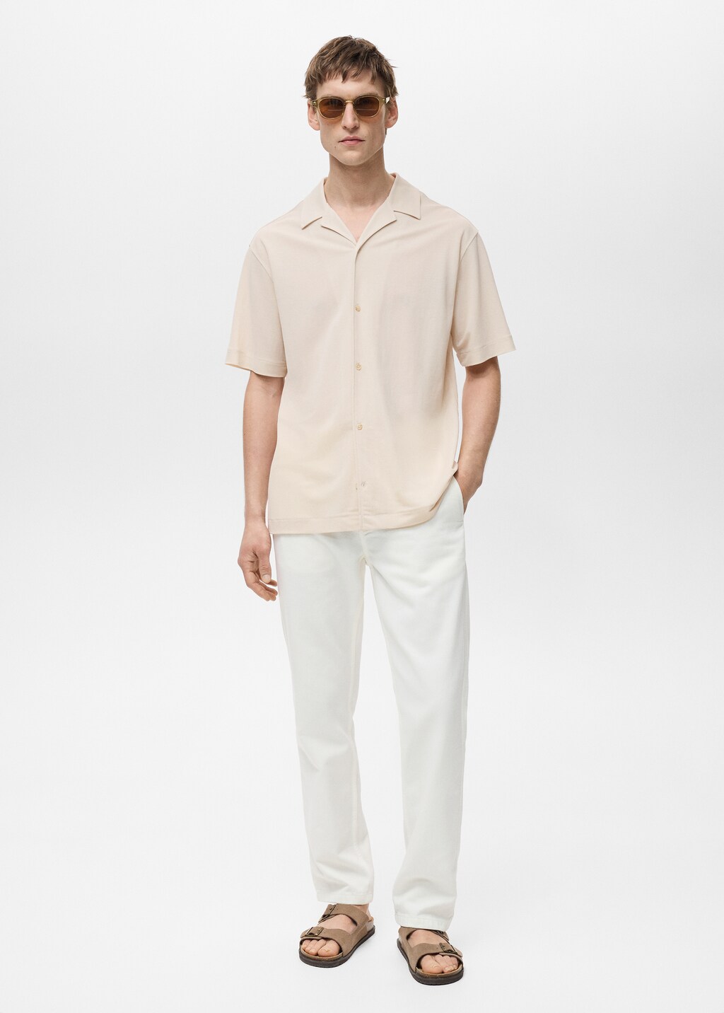 Modal shirt with bowling collar - Curry
