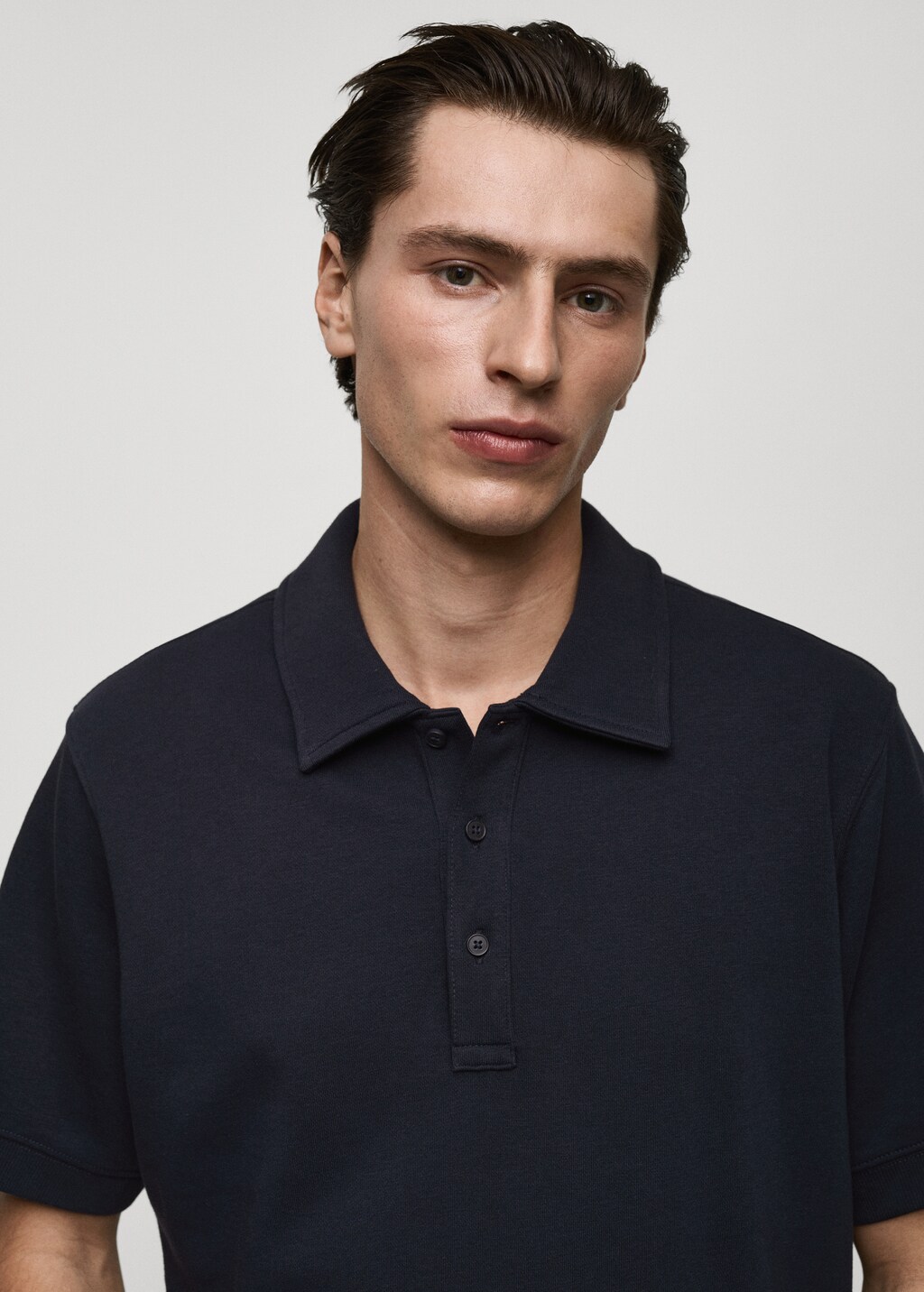 Regular-fit cotton polo shirt - Dark Navy