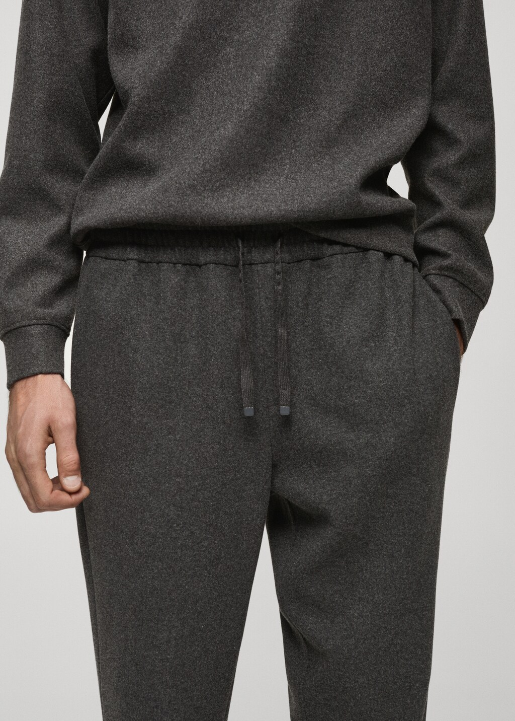 Flannel joggers with drawstring - Charcoal