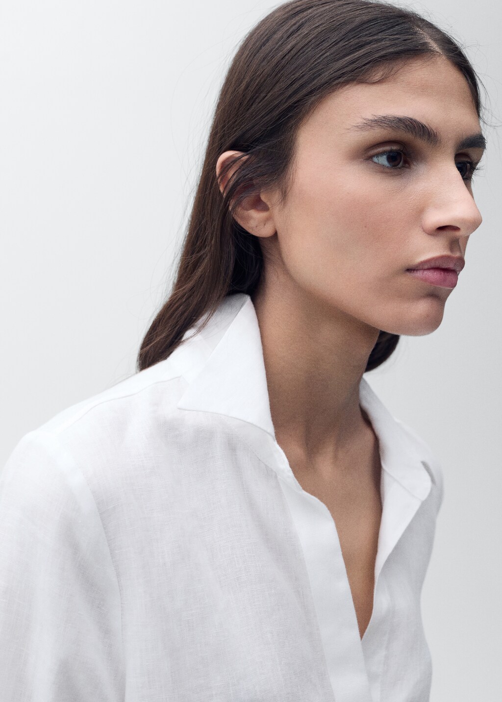 Regular linen shirt - White