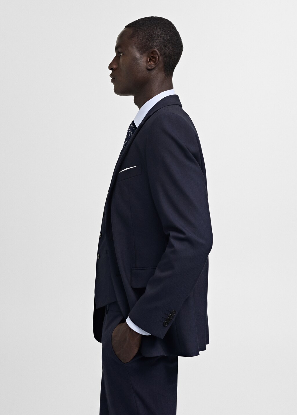 Stretch-fabric slim-fit suit jacket - Dark Navy