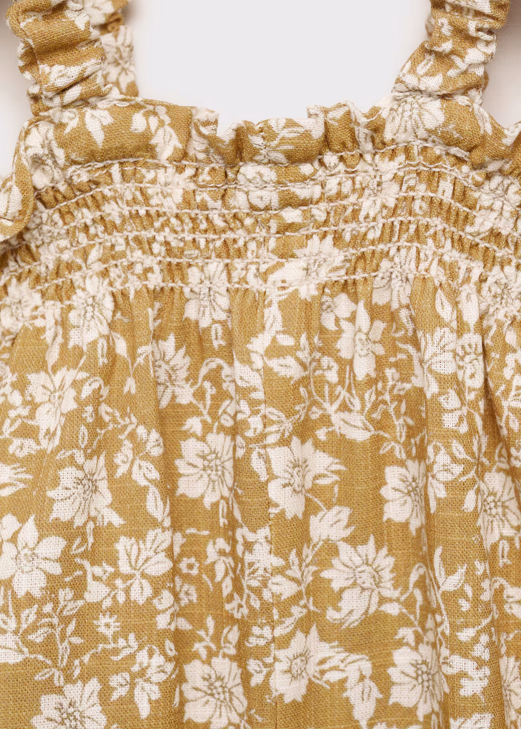 Printed cotton dungarees - Mustard