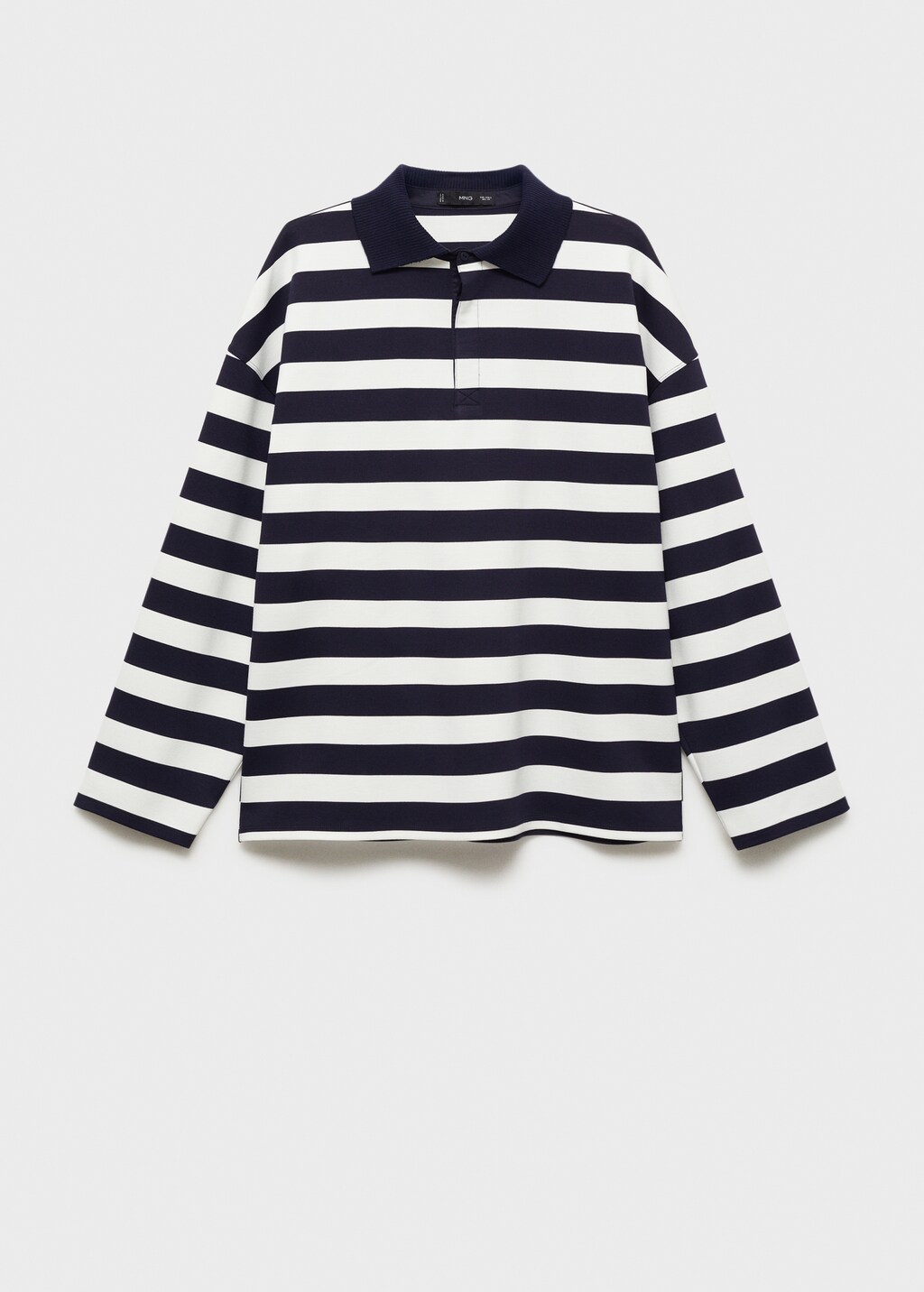 Striped polo-neck sweatshirt - Dark Navy