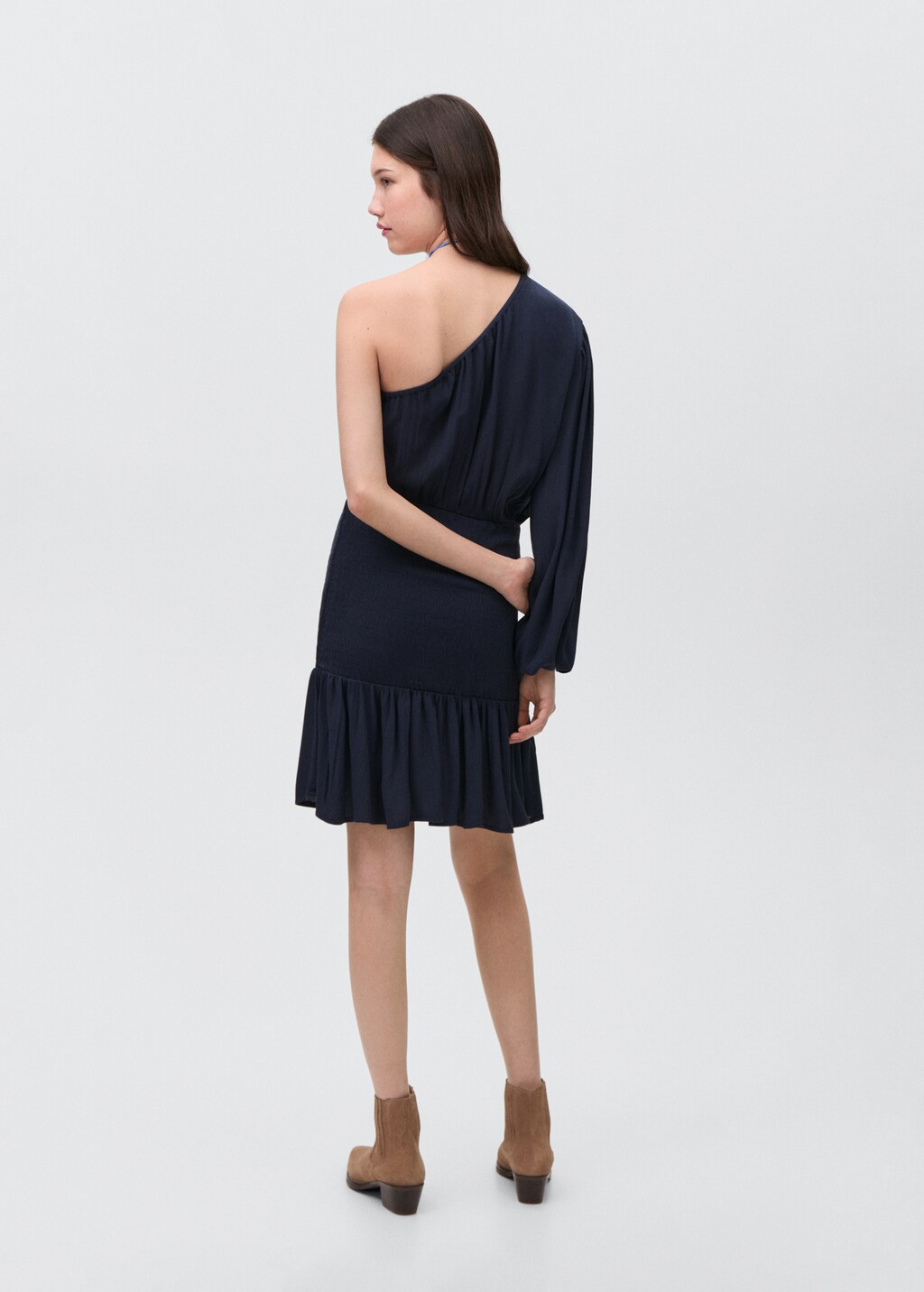Asymmetrical pleated dress - Dark Navy