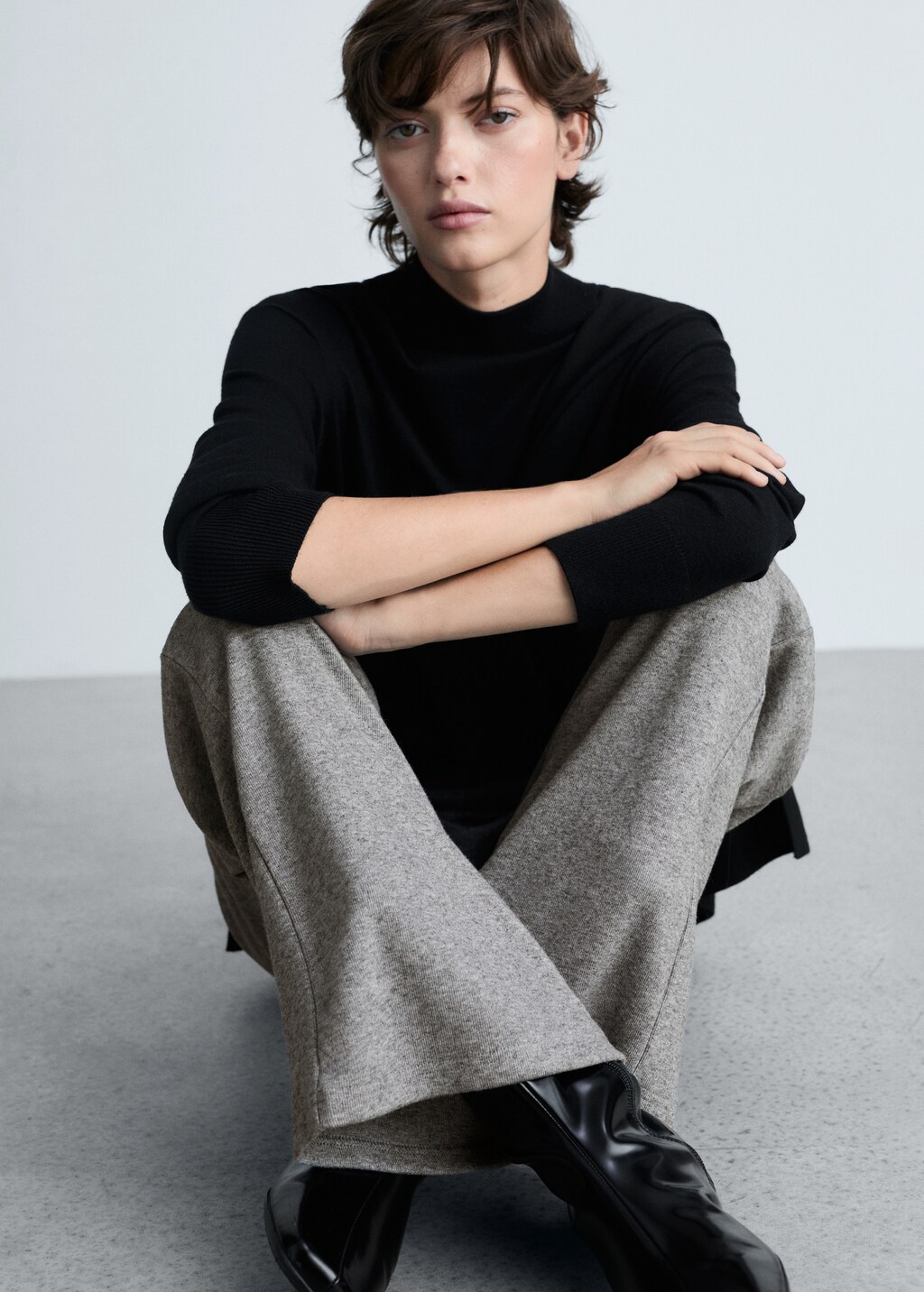 Straight knitted trousers - Grey