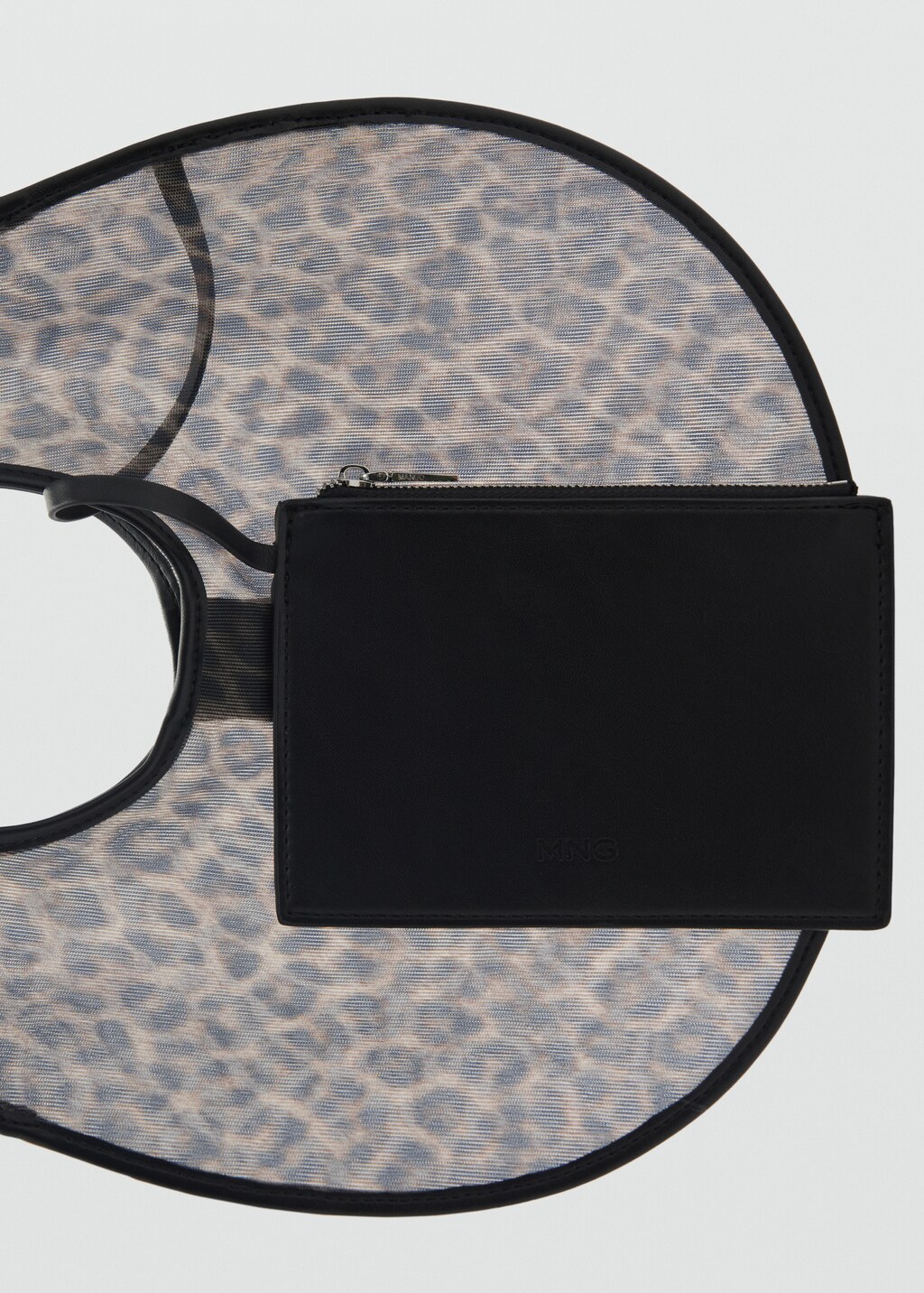 Semi-sheer leopard-print handbag - Black