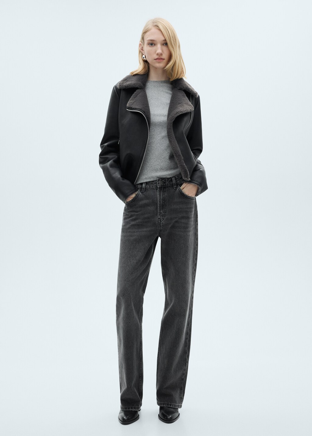 Jacket with shearling-effect lining - Black