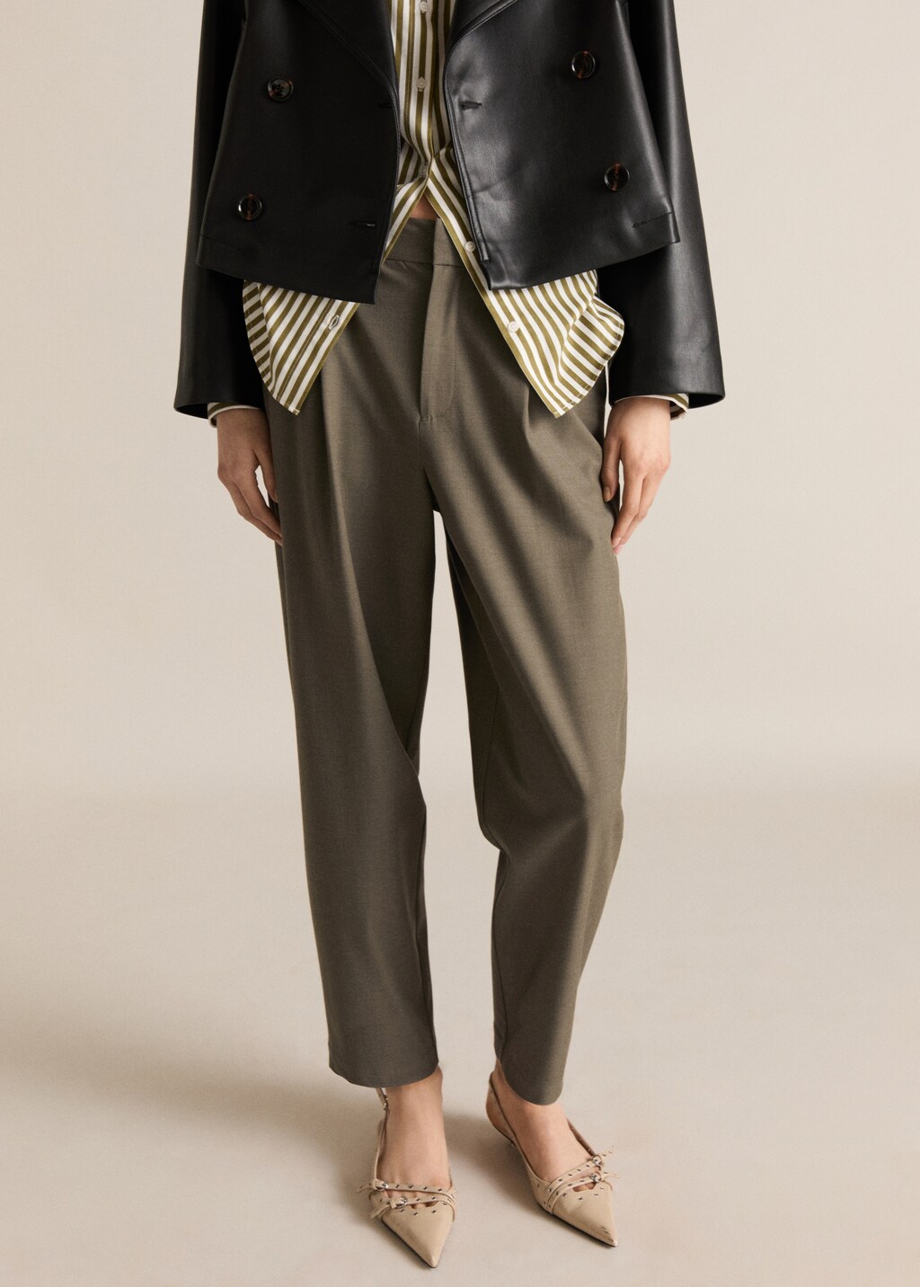 Straight mid-rise trousers - Green