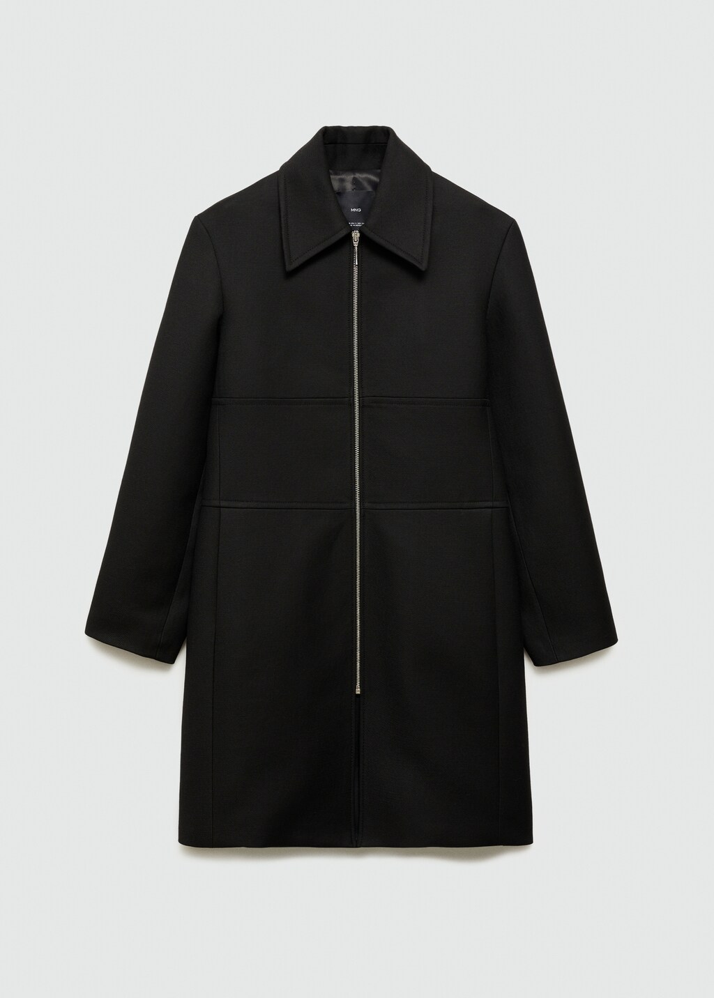 Zip straight-cut coat - Black