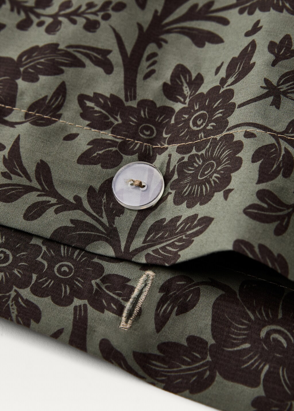 Cotton percale floral two-tone printed duvet cover for 150cm bed - Pink