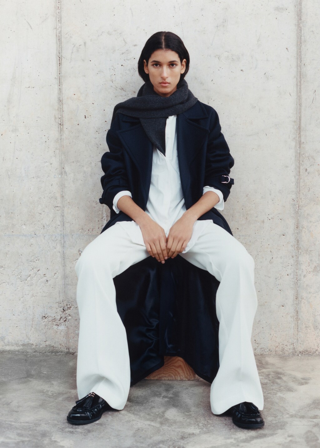 Maxi lapel Manteco wool coat - Light/Pastel Grey