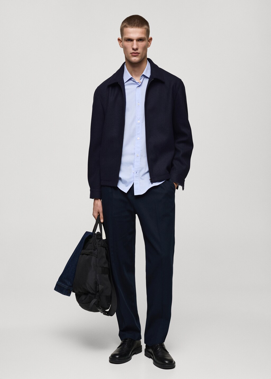 Straight-fit pleated trousers - Grey