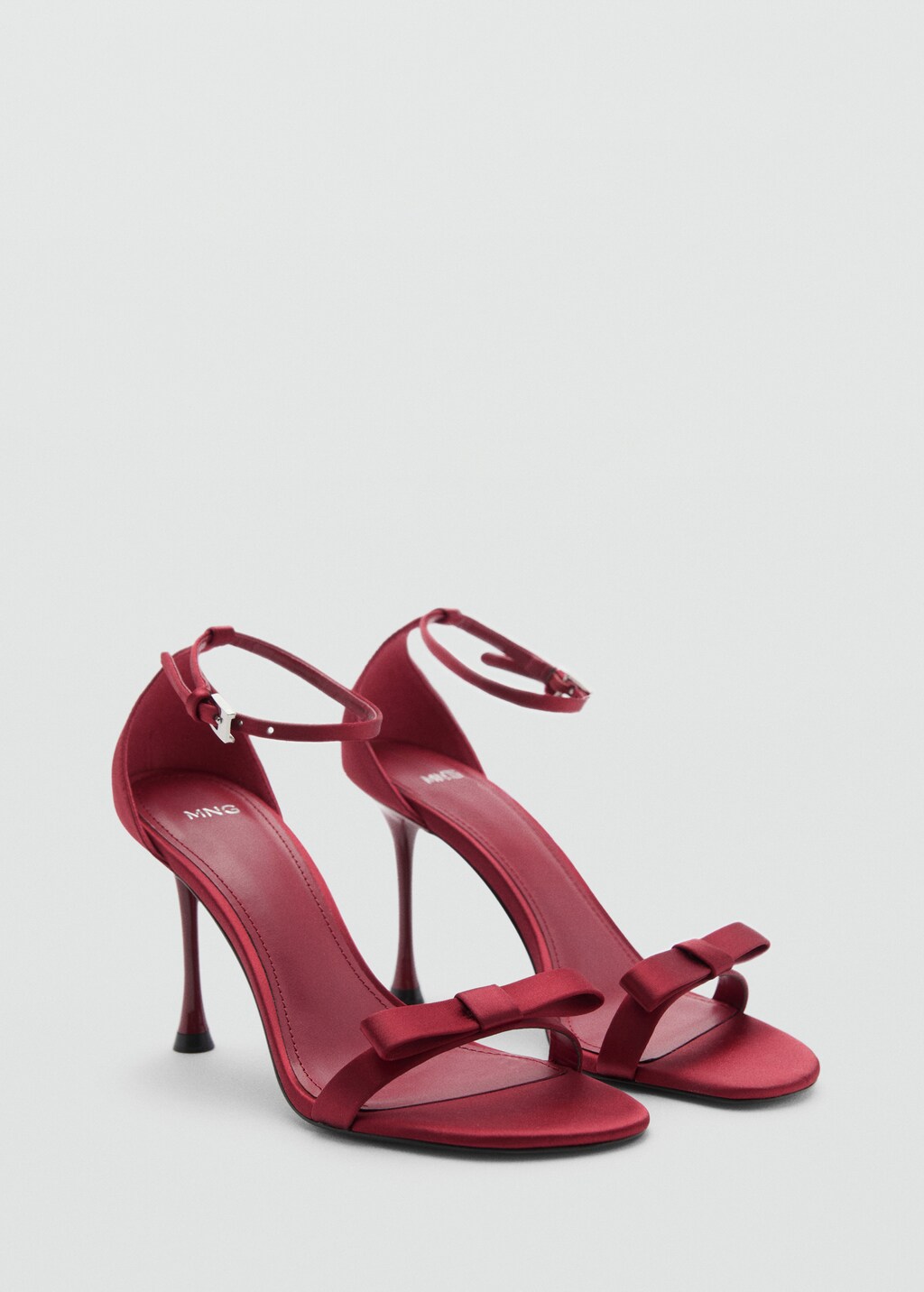 Heeled sandals with decorative bow - Red