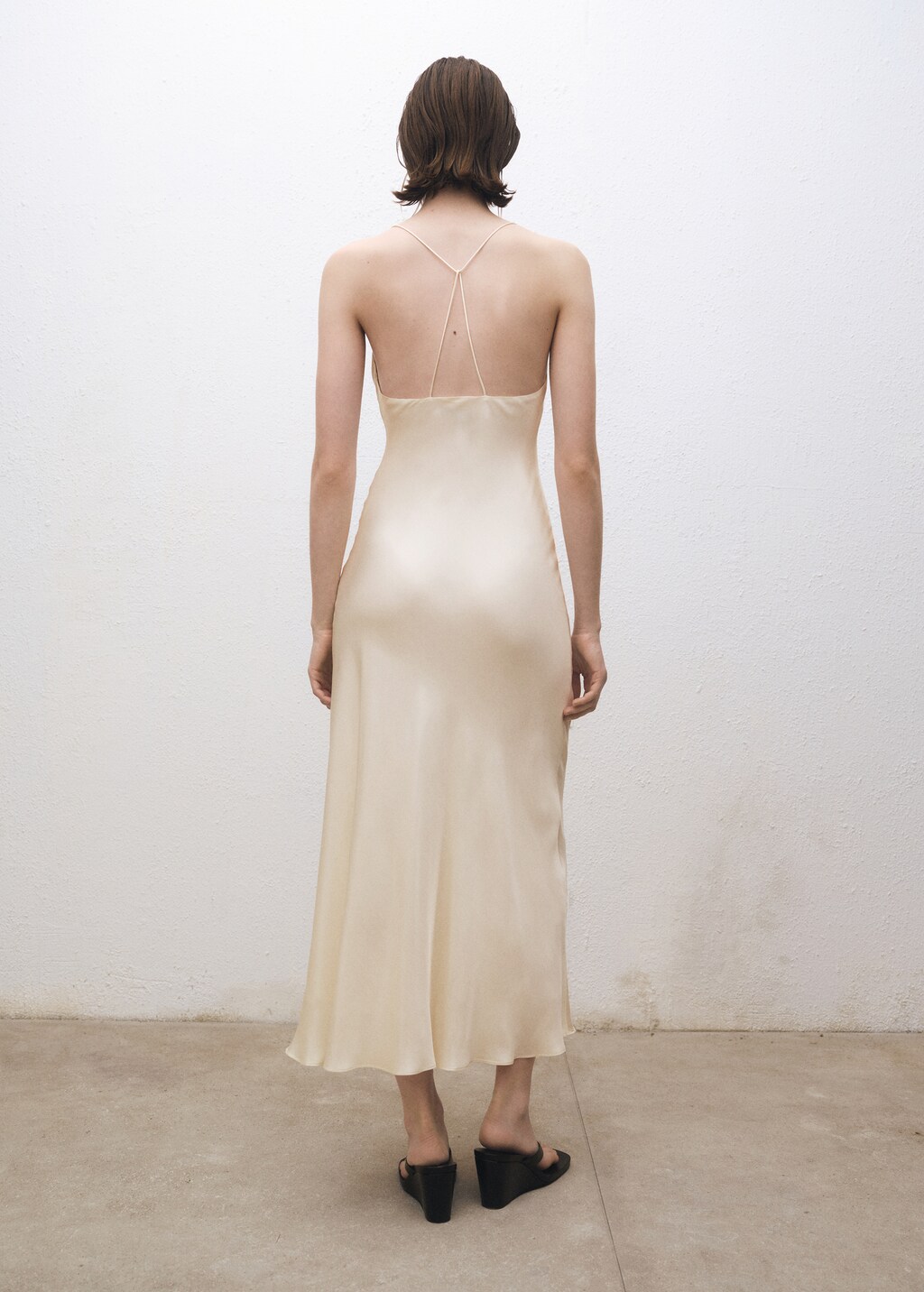 Silk dress with draped neckline - Charcoal