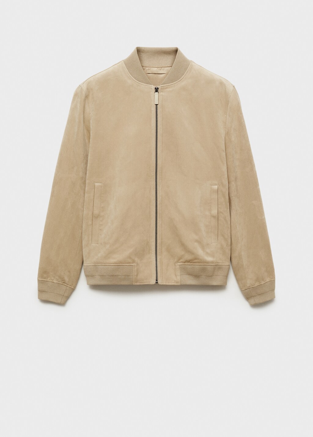 Suede-effect bomber jacket - Cognac
