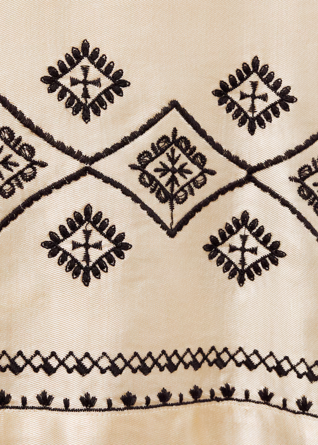 Wideleg trousers with embroidered hem - Ecru