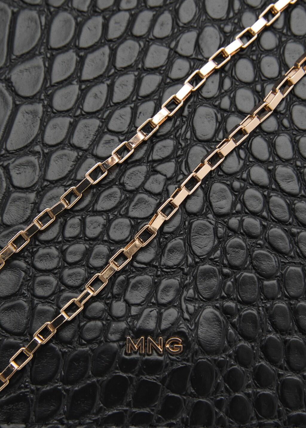 Croc-effect cardholder with chain - Black