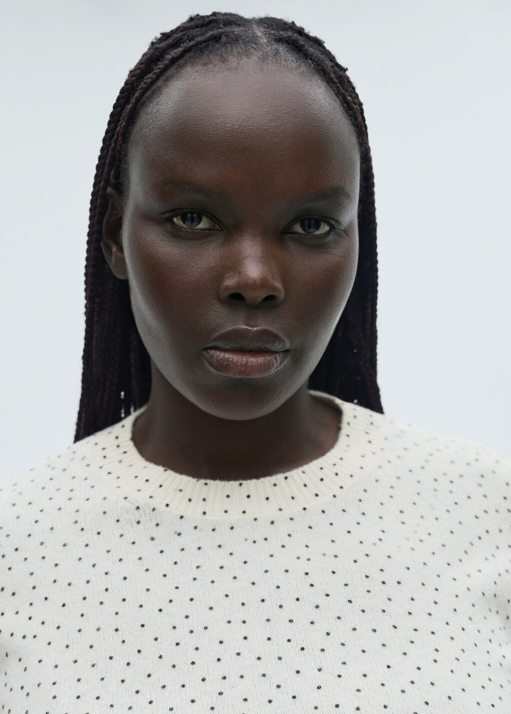 Polka-dot knitted sweater - Ecru