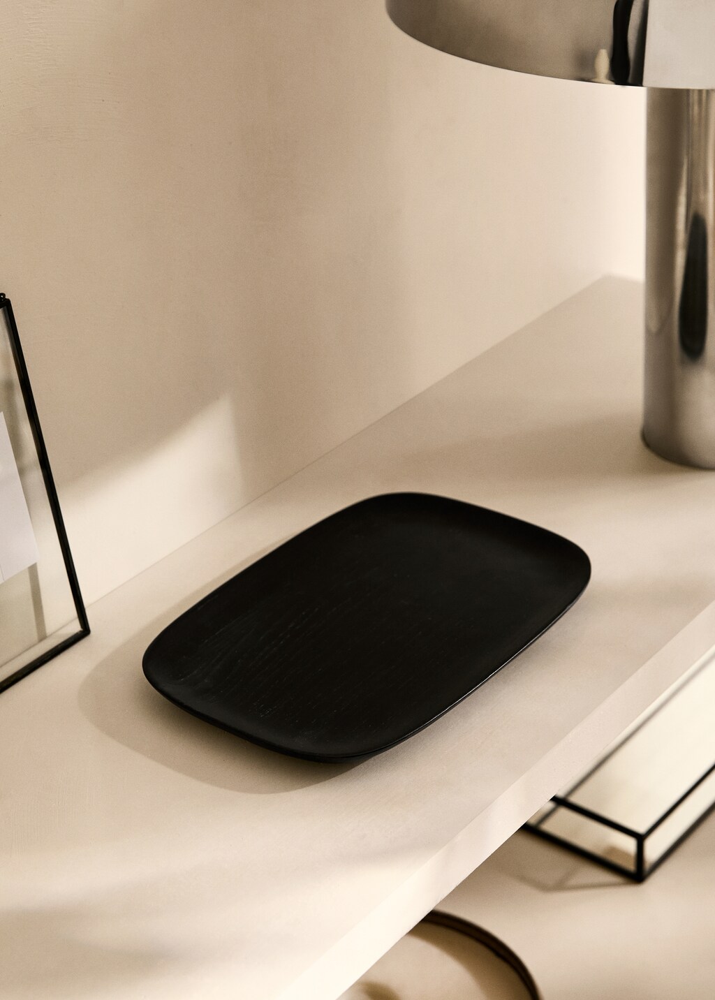 Medium rectangular wooden decorative tray - Black