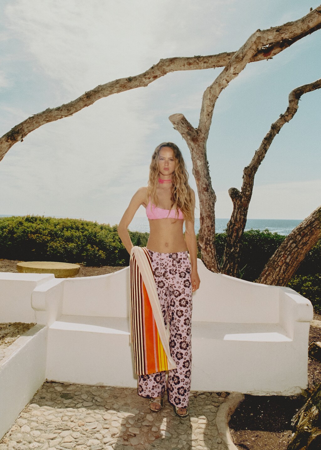 Flower print trousers - Pastel Pink