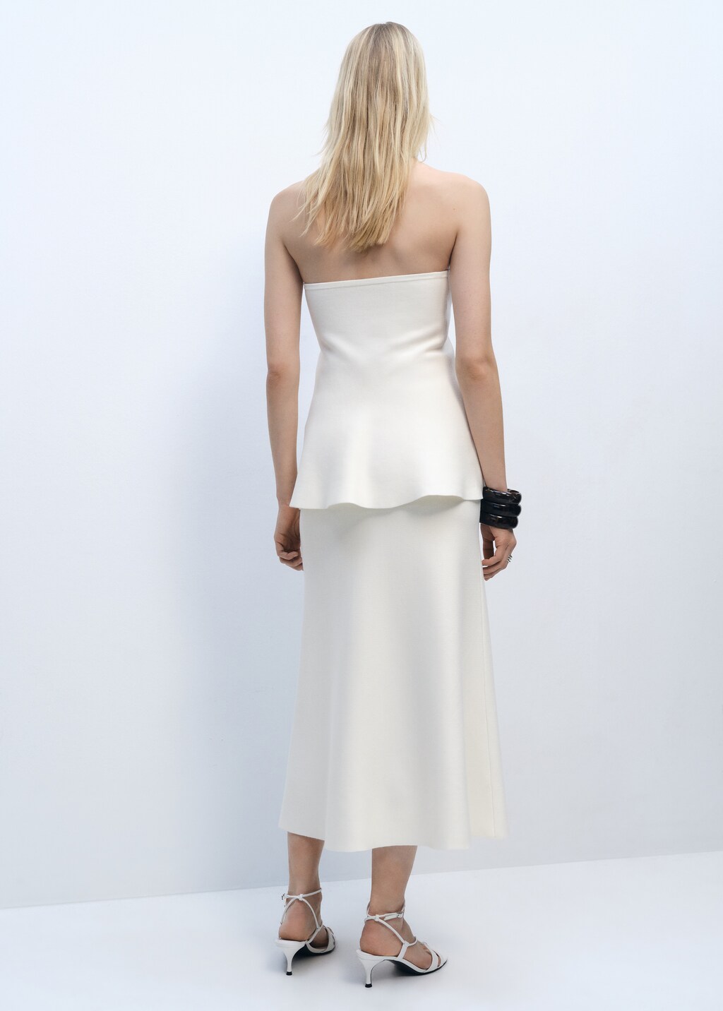 Flared knitted skirt - Ecru