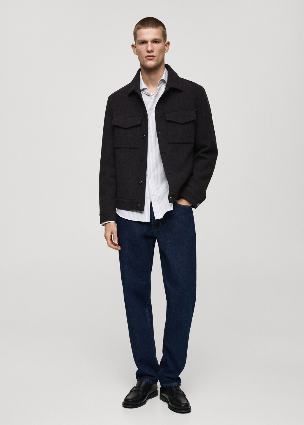 Regular-fit wool jacket - Charcoal