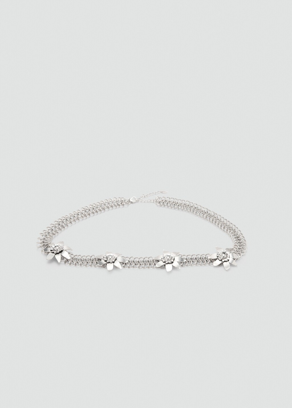 Metallic flower chain belt - Silver