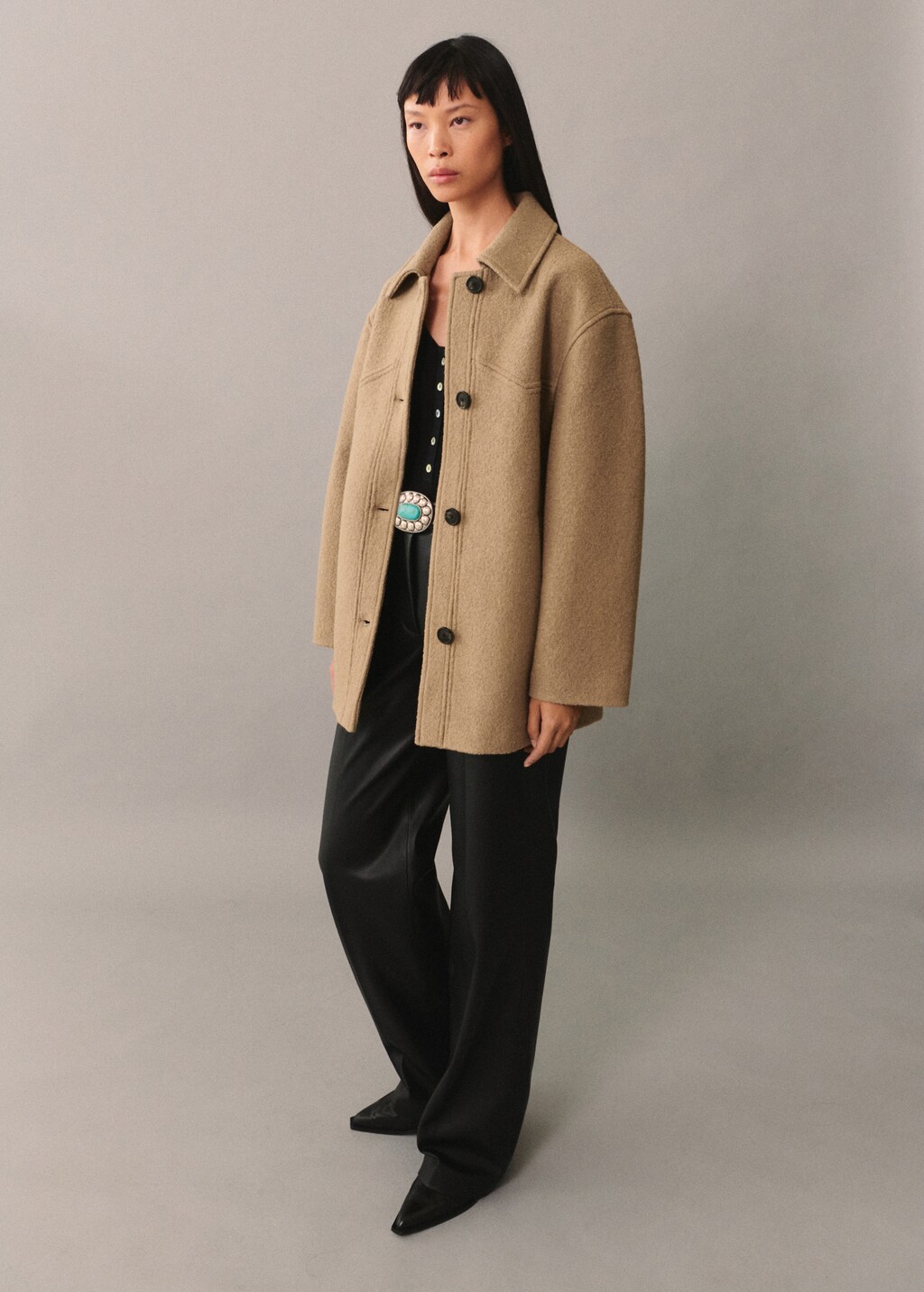 Oversize wool coat - Medium Brown