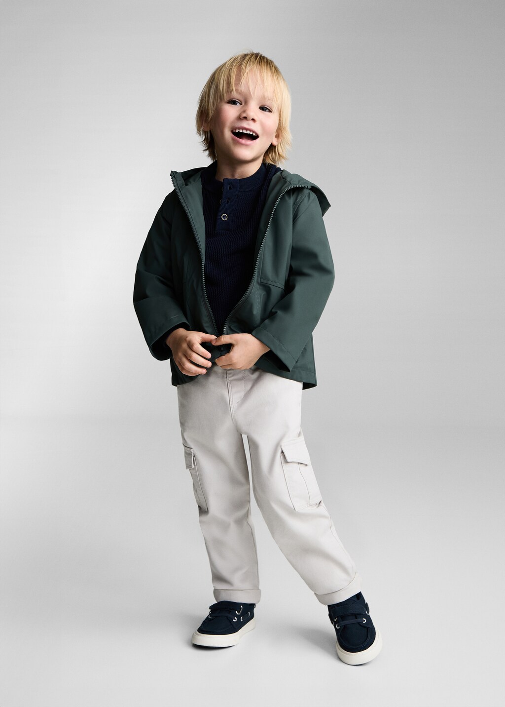 Hooded water-repellent coat - Dark Green