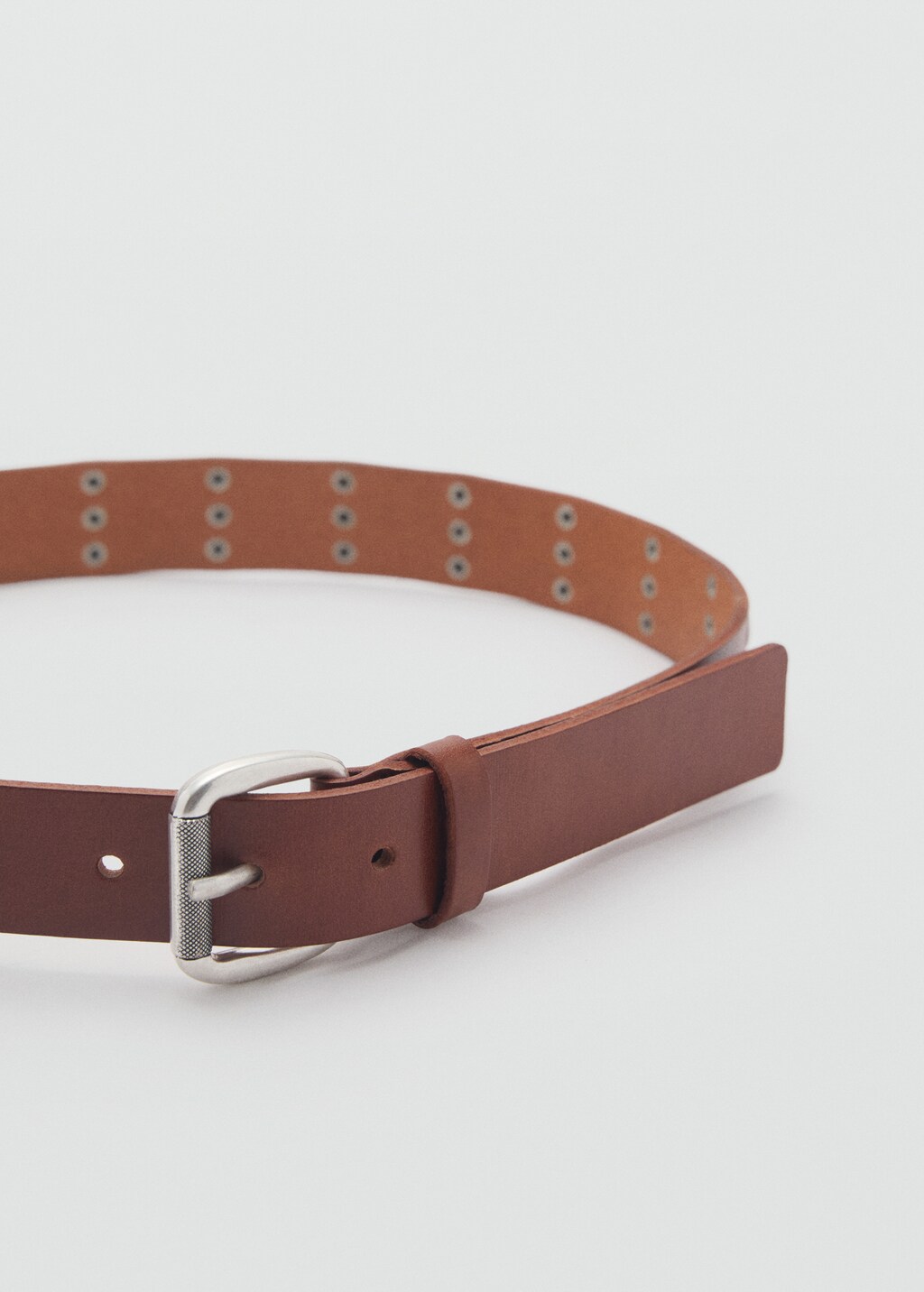Stud leather belt - Brown