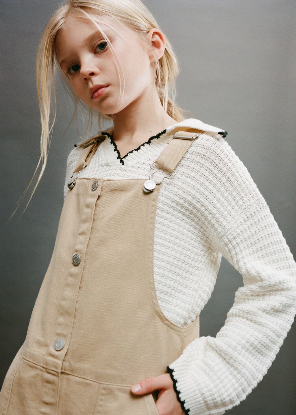 Camp-collar knit sweater - Ecru